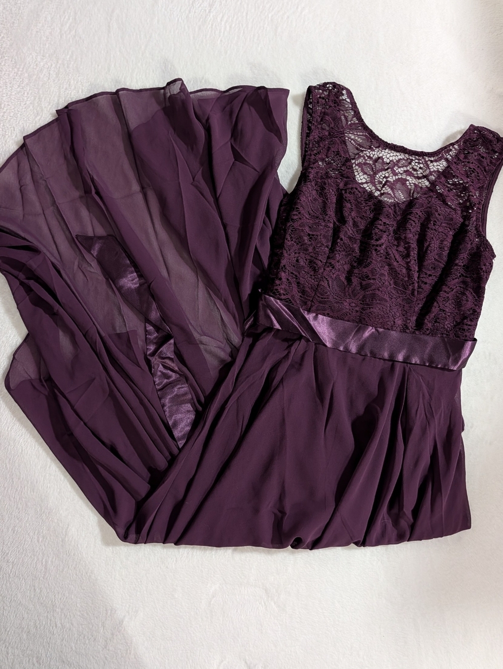 Bery Love Elegant Lace Dress, Fit & Flare Asymmetrical, Purple Color, Size Small